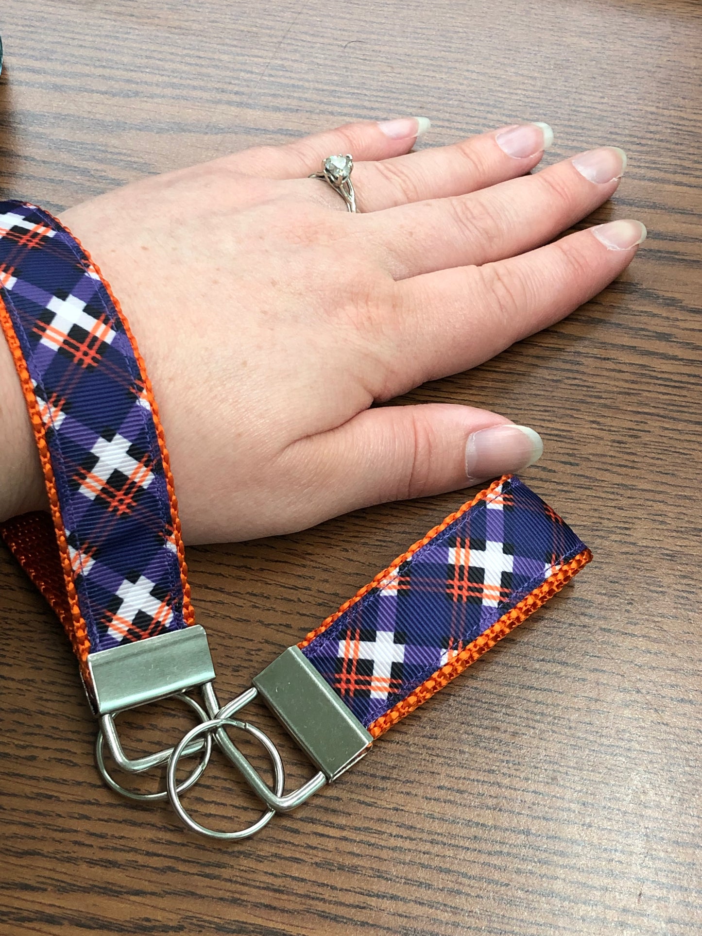 Purple Plaid Wristlet/Keychain
