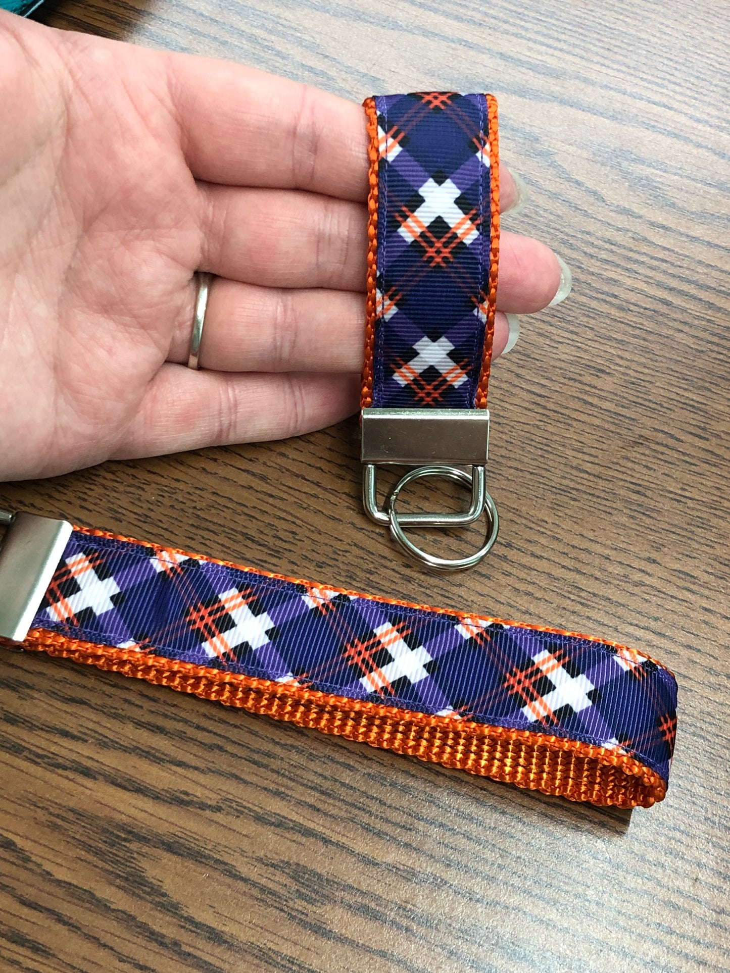 Purple Plaid Wristlet/Keychain