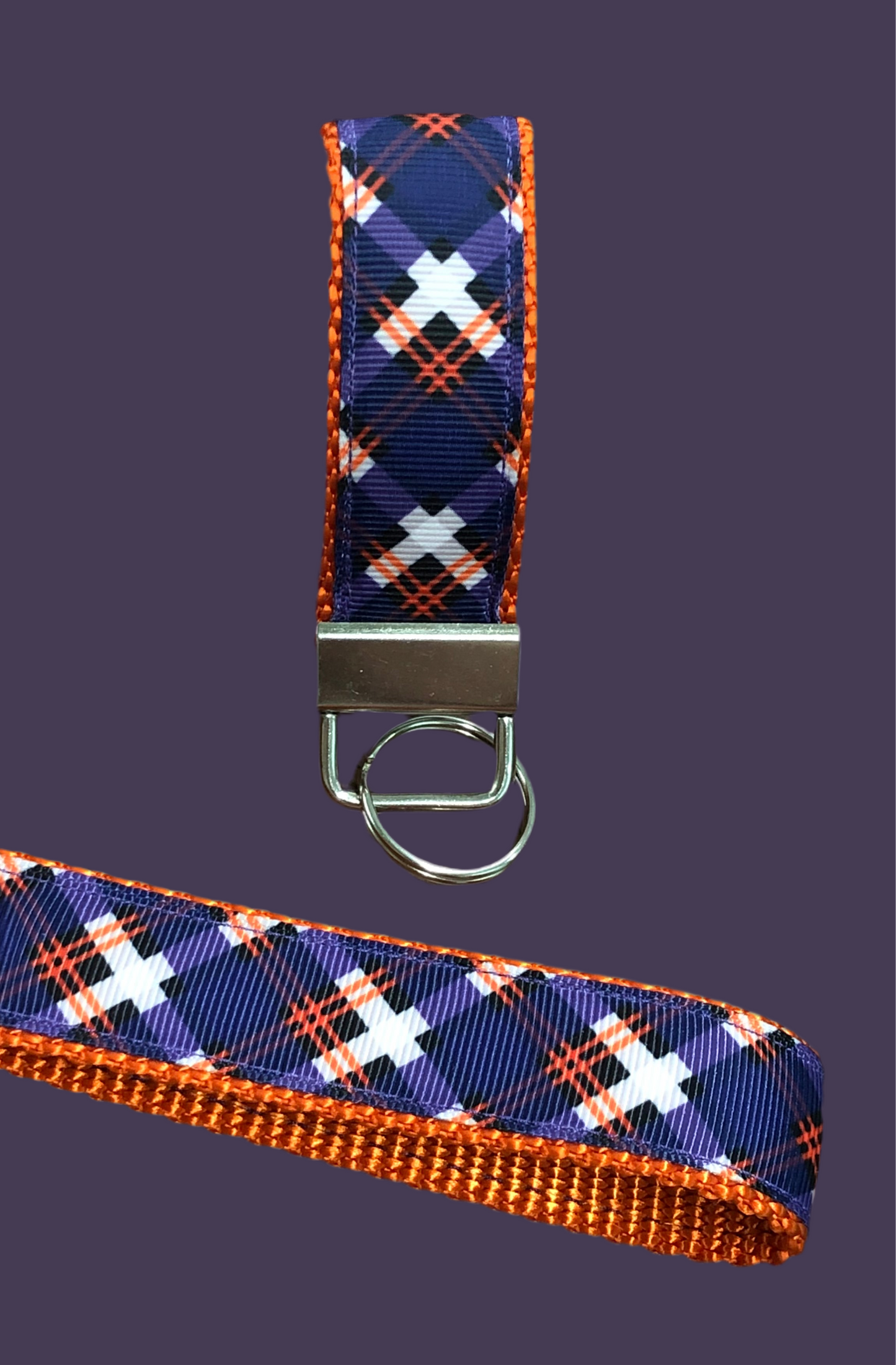 Purple Plaid Wristlet/Keychain