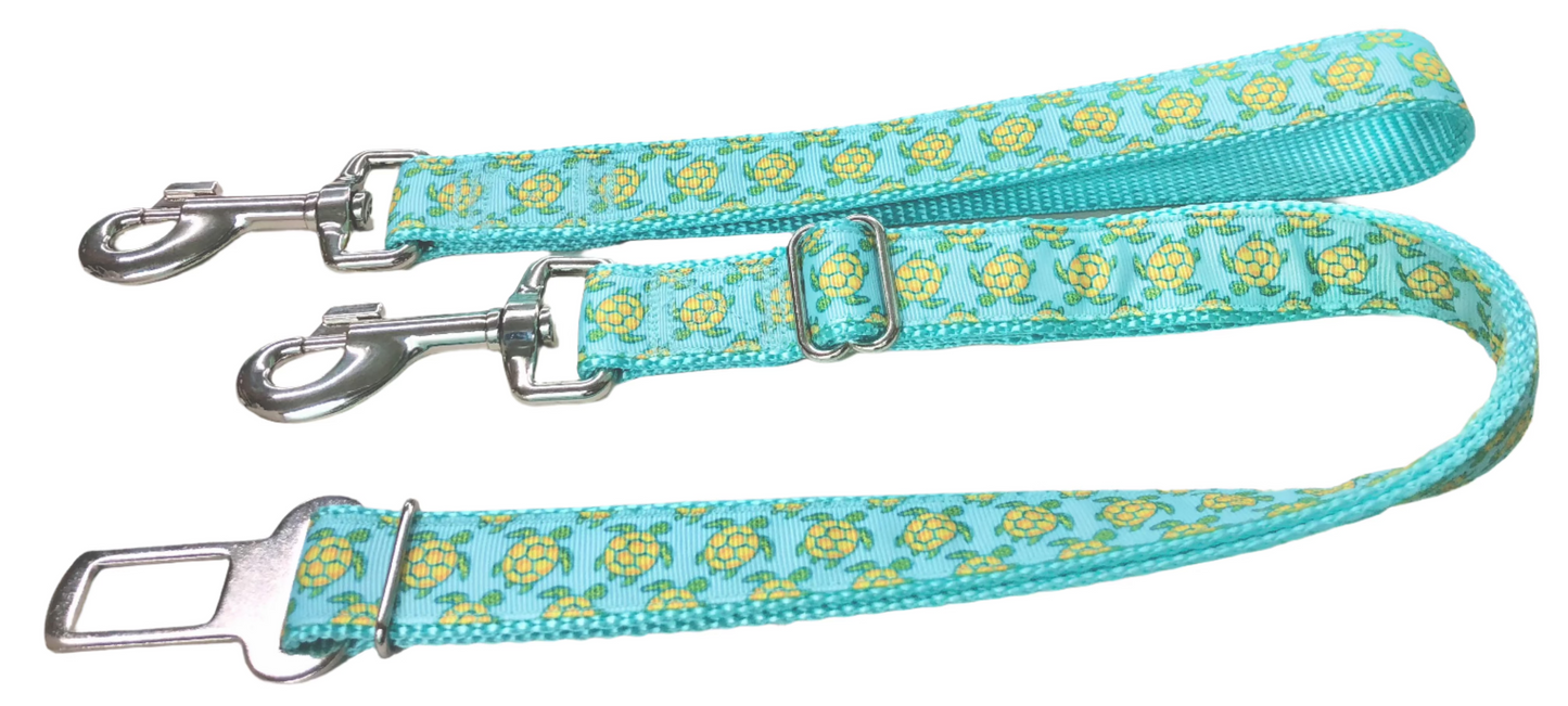 1 inch Sea Turtles on Light Teal Seatbelt