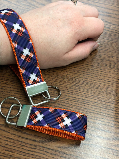 Purple Plaid Wristlet/Keychain