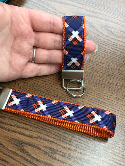 Purple Plaid Wristlet/Keychain