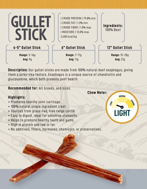 All-Natural Gullet Stick - 6 Inches